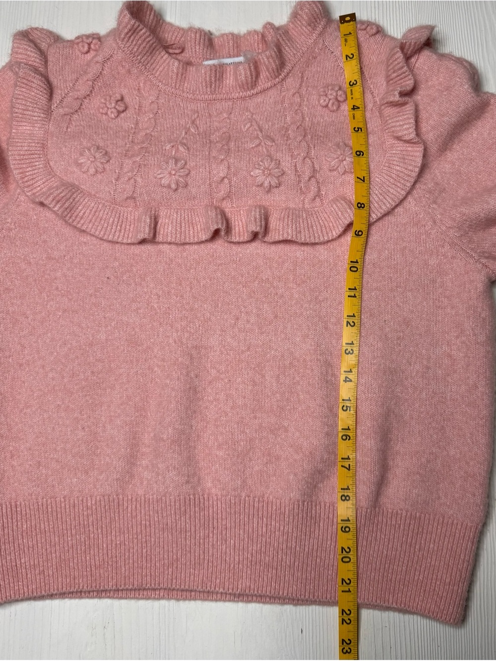 & Other Stories Paris Atelier Wool Embroidered Ruffle Knit Sweater SM Pink EUC - Picture 10 of 10